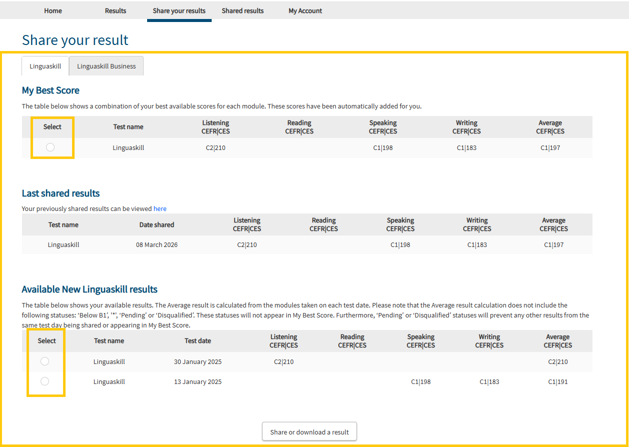 Linguaskill Share your Results tab.png